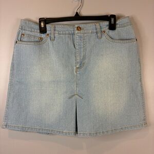 A Line Jeans‎ 12 Light Wash Denim Mini Skirt Ruffle Back 5-Pocket Style 90s Y2K